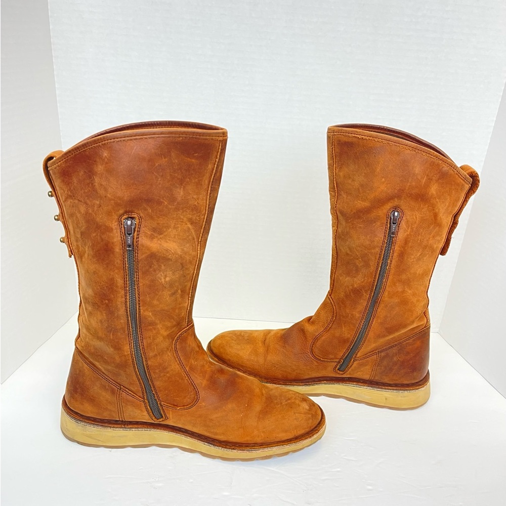 FLY London Brown Leather Mid Boots Women’s Size 13 EU 44